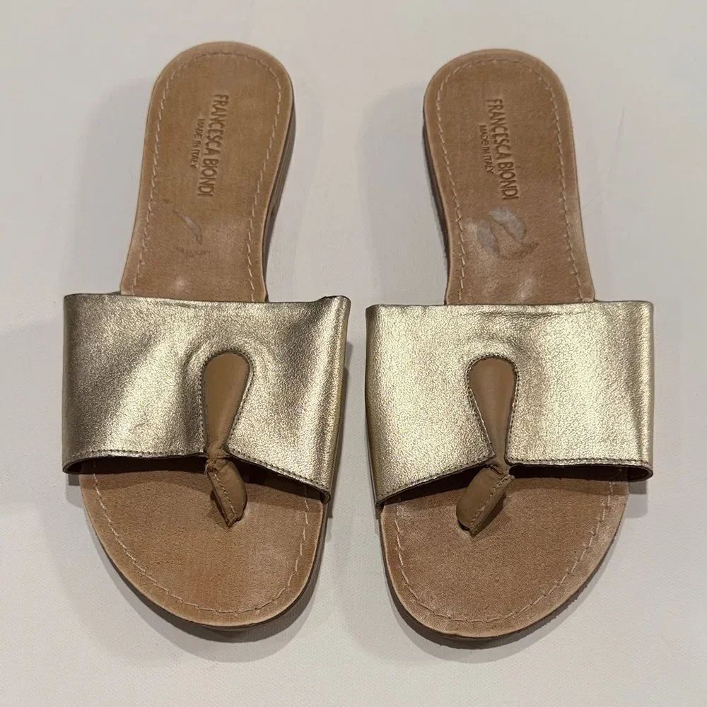 Franco Sarto Metallic Gold Slide Sandals